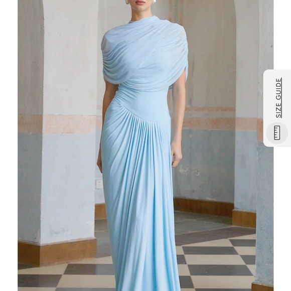 Dresses & Skirts - Elegant Blue Draped Evening Gown
